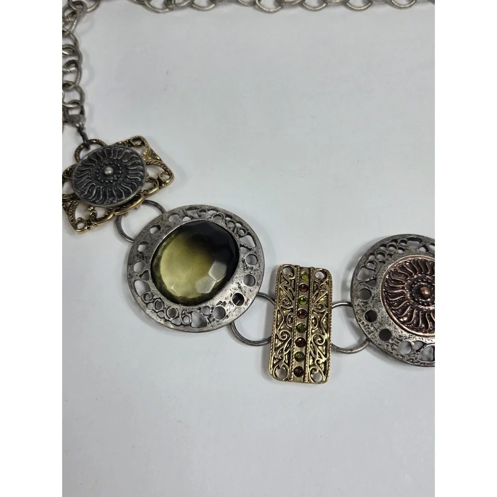 Vtg Y2k Chico's metal chain link belt Sz M Boho